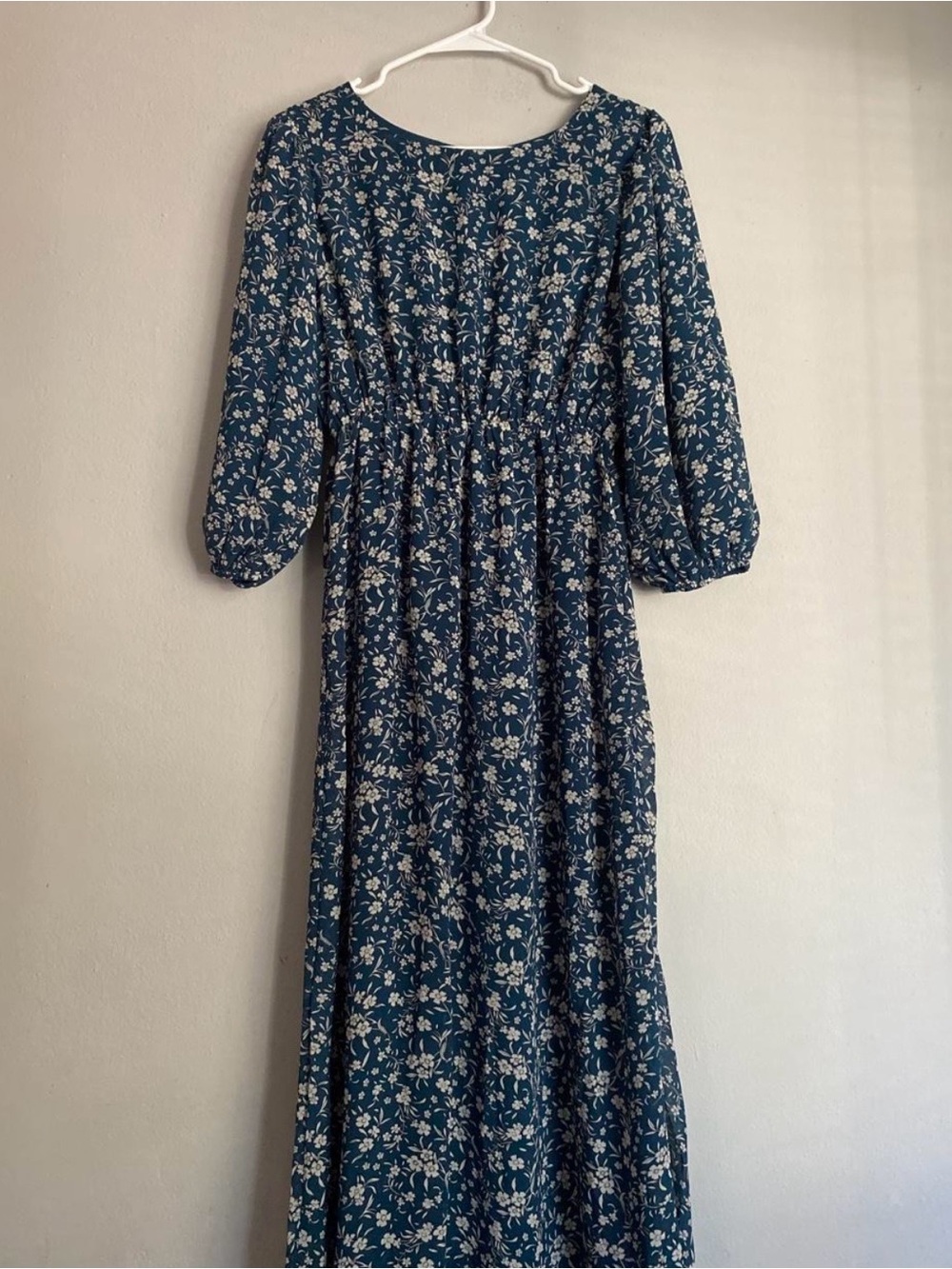 Polagram Navy Blue Floral Maxi Dress
